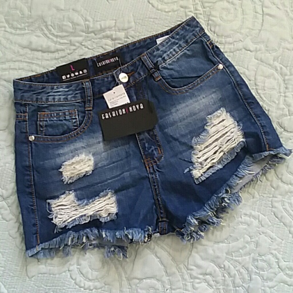 Fashion Nova Pants - Fashion Nova high rise distressed denim shorts